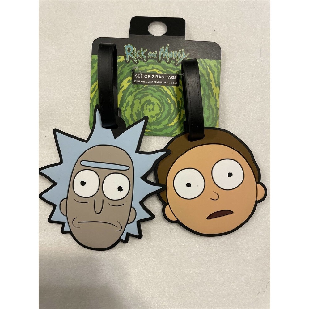 New Adult Swim RICK AND MORTY Set of 2 Luggage Travel Bag Suitcase Tags